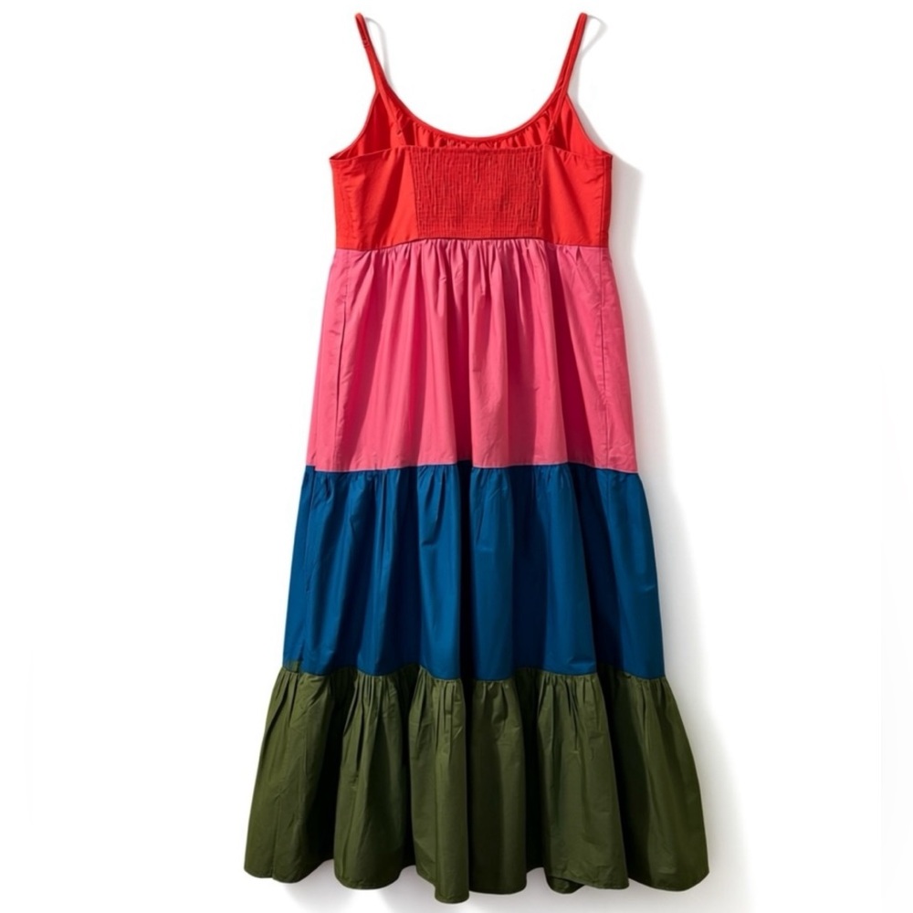 Boden Trapeze Cotton Maxi Dress Rainbow Tiered Colorblock Boho Sundress US 8 - Picture 3 of 11